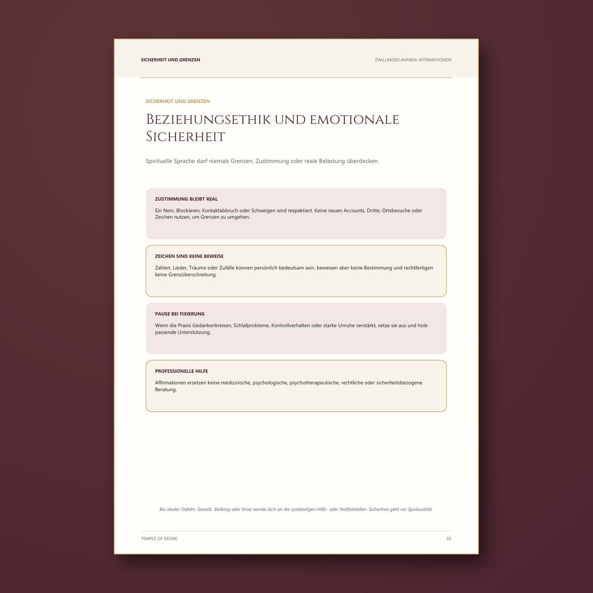 Zwillingsflammen-Affirmationen - Seite zu Beziehungsethik und emotionaler Sicherheit