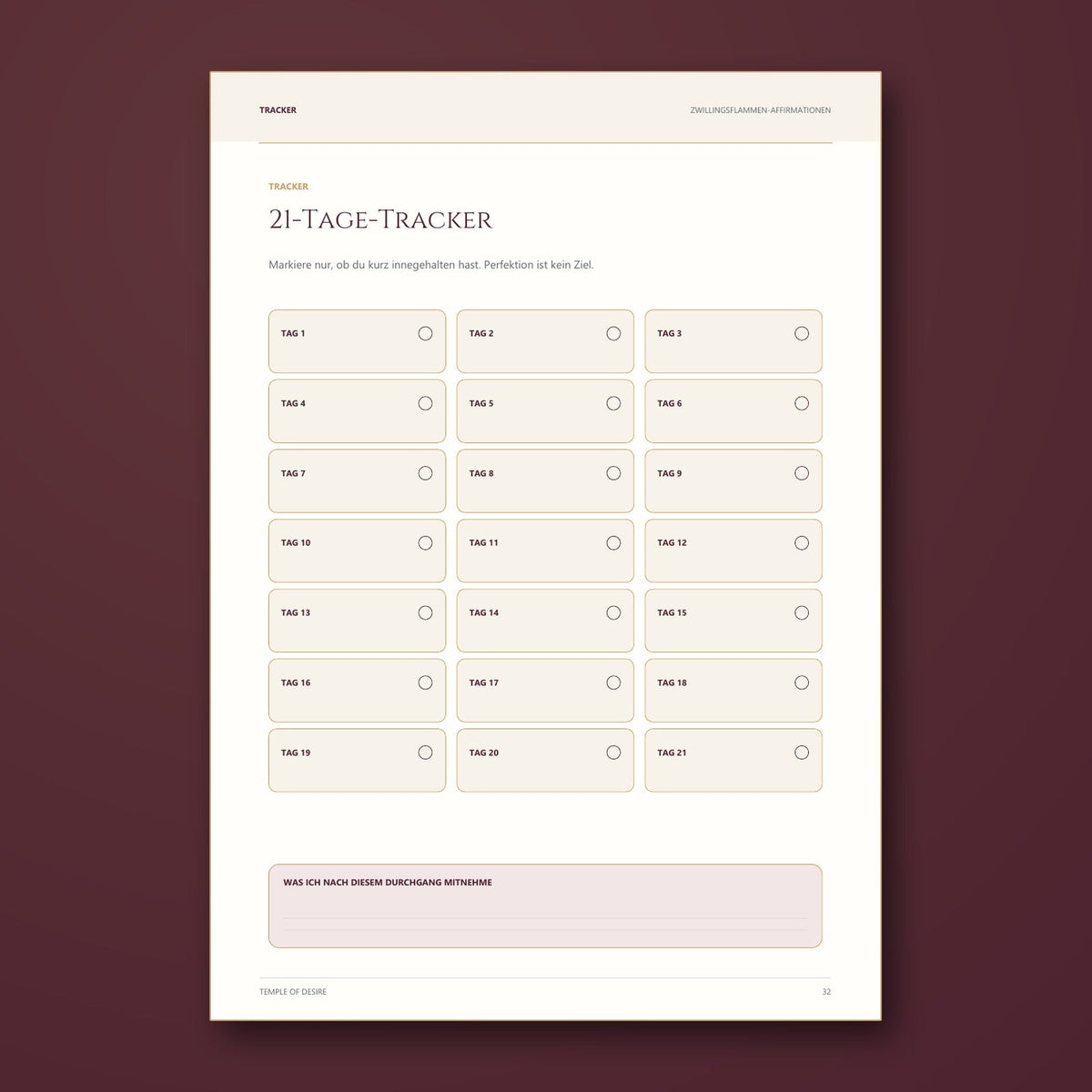 Zwillingsflammen-Affirmationen - 21-Tage-Tracker