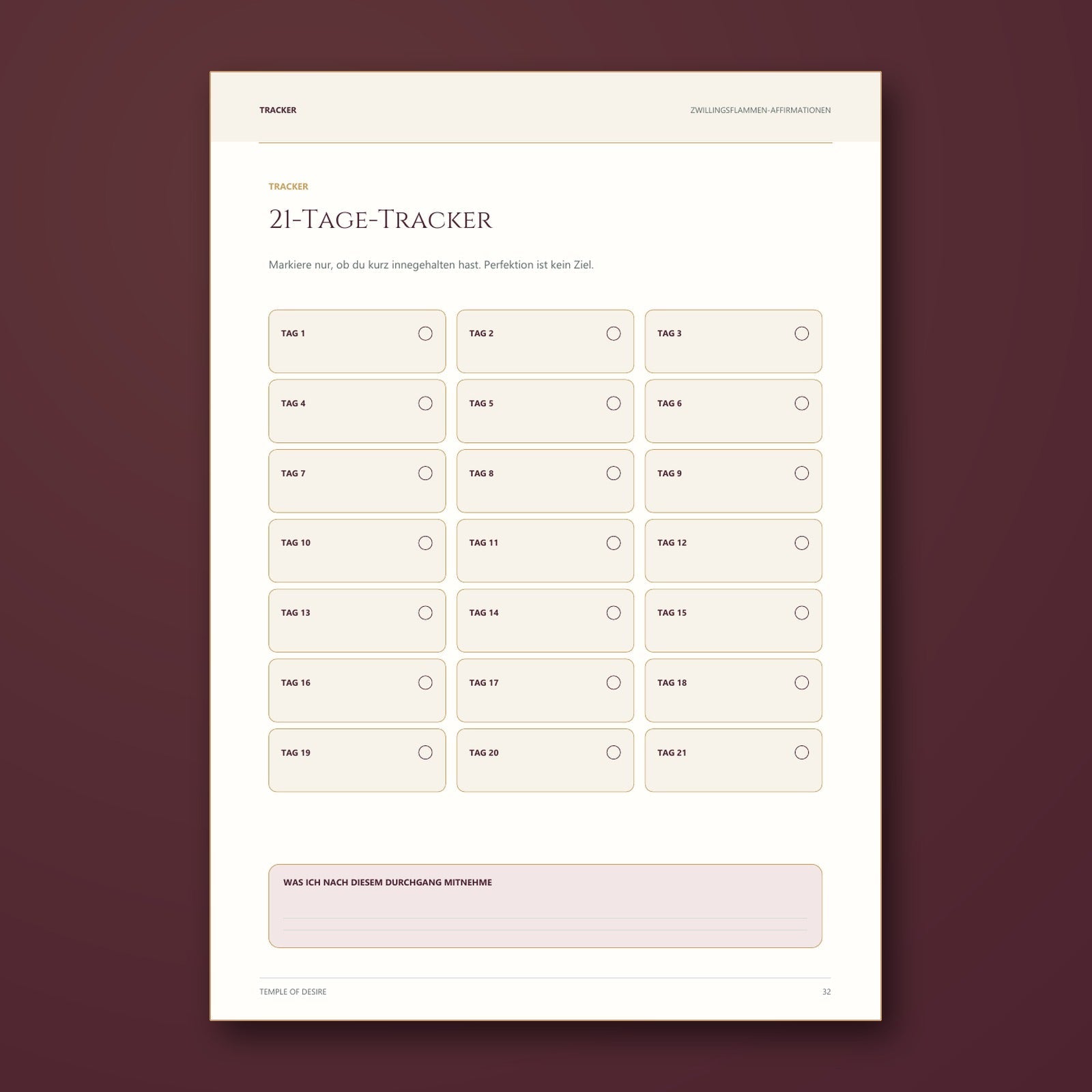 Zwillingsflammen-Affirmationen - 21-Tage-Tracker